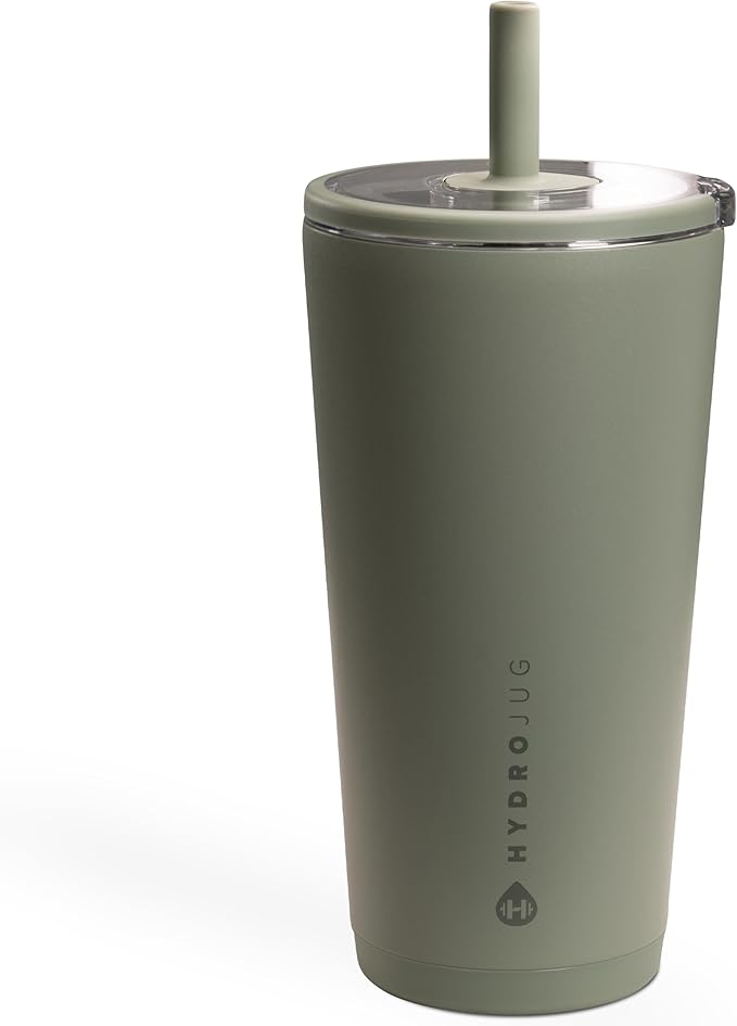 HydroJug Everyday Tumbler 20 oz – Ceramic-Lined Insulated Tumbler with Straw and Soft-Touch Lid, Cup Holder Friendly, Double-Wall Vacuum Insulation, Reusable Travel Cup – Courtyard