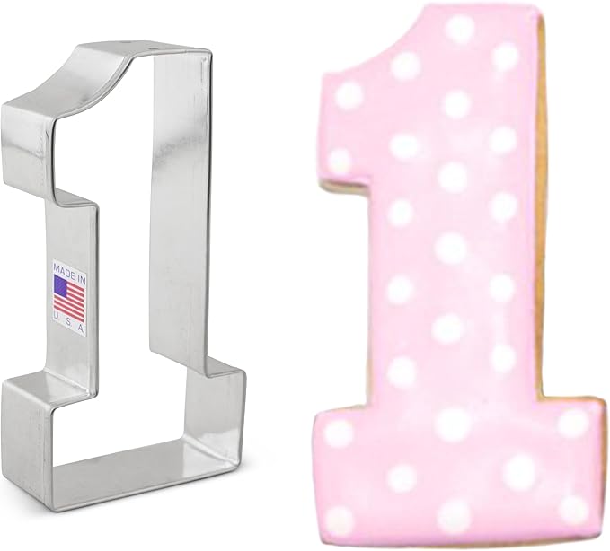 Large Number One #1 Cookie Cutter, 4.5" Made in USA by Ann Clark