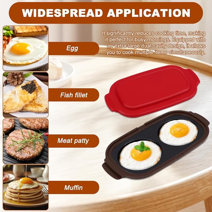 Microwave Egg Cooker Quick-Heat Microwave Egg Poacher Cooker & Fryer for Breakfast Sandwiches Save Time,Portable for Home,Travel(COLOR:red)