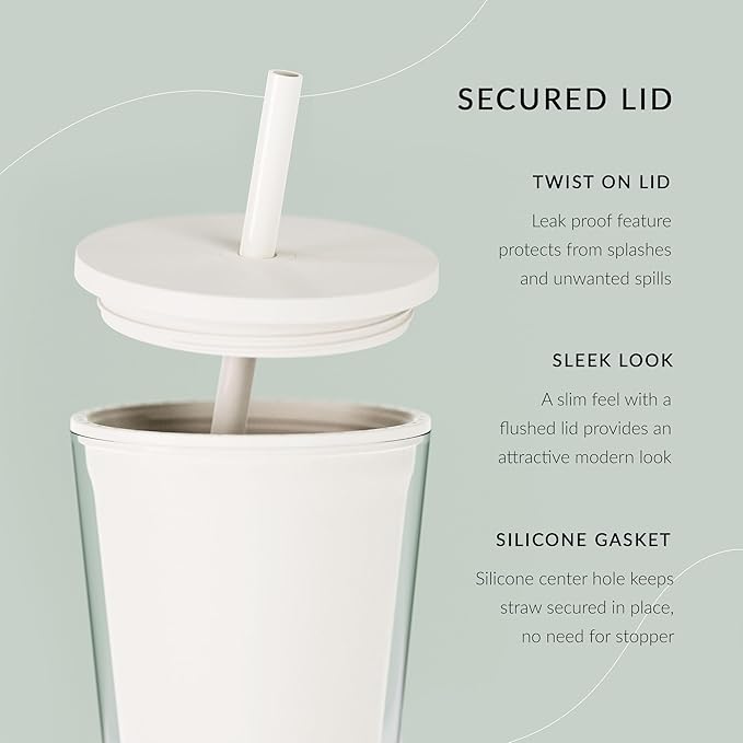 Maars Classic Acrylic Tumbler with Lid and Straw | 16oz Premium Insulated Iced Coffee Cups, Double Wall Reusable Plastic Cups - Clear, 2 Pack