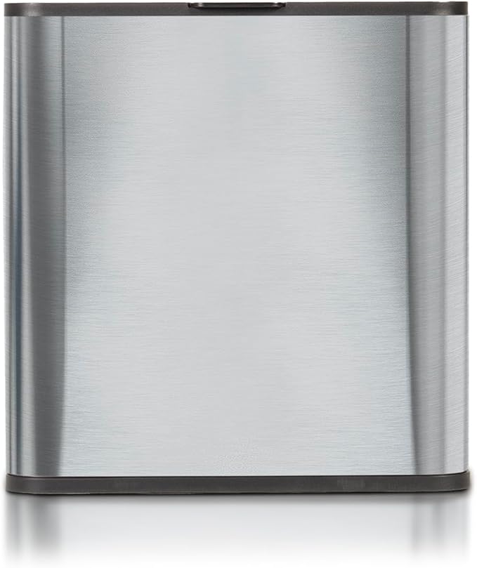 Glad Roomate Stainless Steel Under Counter Waste Bin with Clorox Odor Protection | Space Saving Dual Lid Small Trash Can for Kitchen Cabinet, Bathroom or Office, 1.5 Gallon (6L)