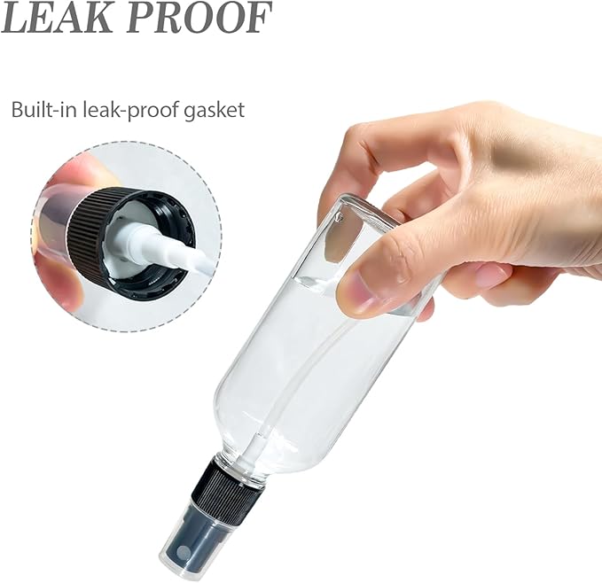 3.4 oz Glass Spray Bottles,Empty Fine Mist Refillable Travel Spray Bottle for Cleaning,Perfume,Aromatherapy,Cosmetic Sprays,Hair,Essential Oils with Fine Mist Dispenser（6 Pack）