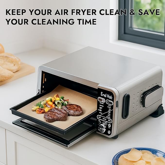 BYKITCHEN 200PCS 12 Inch Air Fryer Parchment Paper, Sandwich Wrapping Paper, Food Basket Liners, Airfryer Liners for Ninja Air Fryer SP101 SP201 SP301 SP151 SP351, Flip Up Toaster Oven Accessories