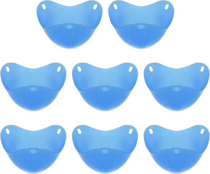 uxcell 8 Pack Egg Poacher, Nonstick Silicone Egg Poacher Cups Poached Cups Kitchen Breakfast Gadget for Microwave Air Fryer Stove Top Cooking Boiled Poached, Blue