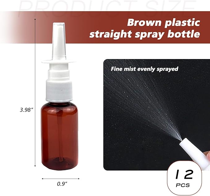 erioctry 12PCS 10ml Refillable Amber Plastic Nasal Bottles Fine Mist Sprayers Cosmetic Makeup Perfume Storage Container Container for Essential Oils Travel Perfumes Use (10ml)