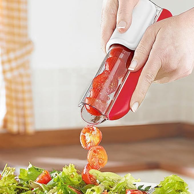 Grape Cutter Tomato Slicer, Multi-Function Small Fruit Cutter Kitchen Accessories Cake Decoration Tool Cherry Slicer(COLOR:red)