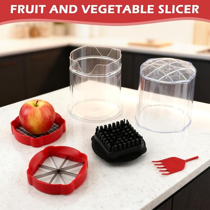 Orange Slicer,Lemon/Lime Slicer,Apple-Slicers,Potato French Fry Cutter,Veggie Chopper,Spam Slicers,Fruit Splitter Onion Cut,Strawberry Slicing Kitchen Gadgets for Fruit Vegetable,w/ 2 Slice