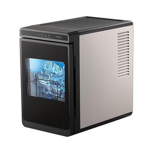 VEVOR Countertop Ice Maker, 22 lbs per Day, Self-Cleaning Portable Machine with Tong, Drawer-Style Ice Access, Ice-Making Machine with Large Square Cubes, for Cocktails & Whiskey