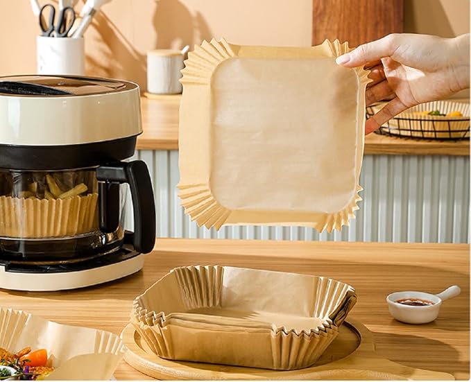 UHOUSE air fryer liners 9.5 inch square, air fryer disposable paper liner square, air fryer liners disposable,Baking Paper for Air Fryer And Baking Roasting Microwave