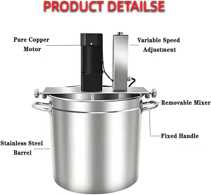 Commercial Automatic Food Mixer 40l - Stainless Steel Pot Stirrer with Adjustable Speed Control for Jam, Sauce & More - Efficient Kitchen Mixer for Restaurants One Color 60L