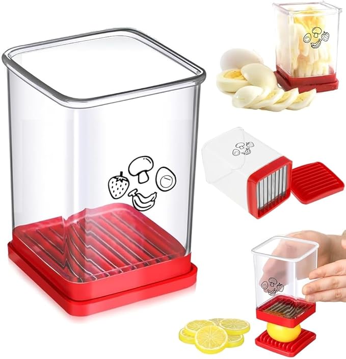 Fruit Slicer Cup Fruit and Vegetable Speed Slicer with Push Plate Cup Slicer Strawberry Cutter Egg Slicer Banana Slicers Grape Cutter Stainless Steel Detachable Fruit and Vegetable Slicer Slicing Tool