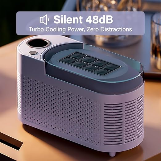 YUEWO Portable Countertop Mini Ice Maker - Ice Machine for Home, Office, Camping, Car | 10-15 Mins Fast Ice Making, 8 Cubes/Batch, 16.9oz Capacity, Ultra-Quiet 48dB, Food-Grade Safe (Violet)