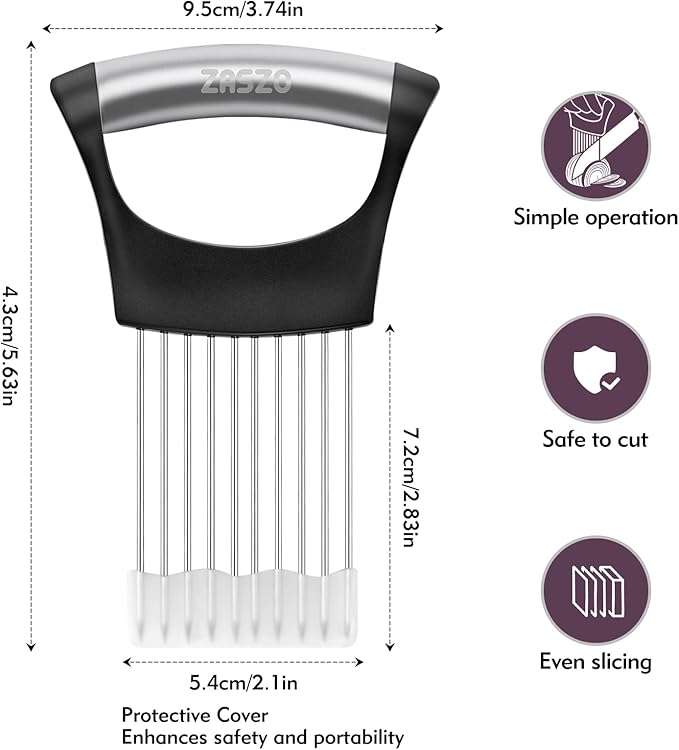 Onion Holder for Slicing, Stainless Steel Onion Slicer Holder, Onion Slicer Cutter Chopper, Vegetable Fruit Tomato Slicer, Food Vegetable Chopper, Kitchen Gadgets