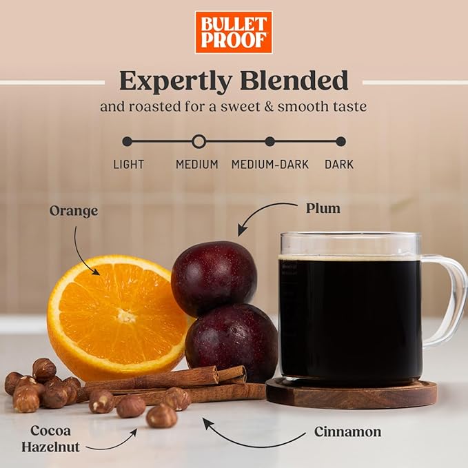 Bulletproof Original Medium Roast Ground Coffee, 100% Arabica Coffee, Tested for Toxins, Clean Coffee Sustainably Sourced, 12 Ounces (3 Pack)