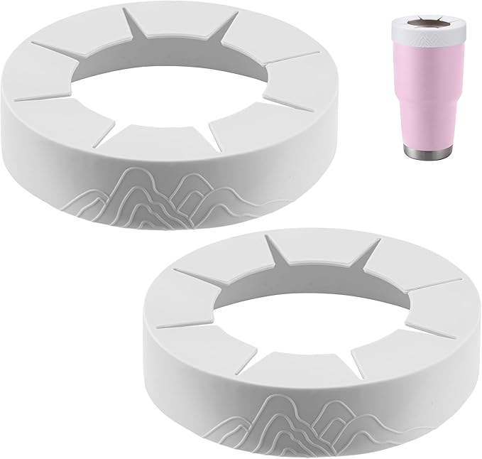 2Pack Silicone Ring for YETI 30 oz stainless Steel Tumbler, Reusable Ice Coffee Silicone Sleeve for 30oz YETI, RTIC, BJPKPK Tumblers with a Mouth Diameter of 3.9-4 inches(White)