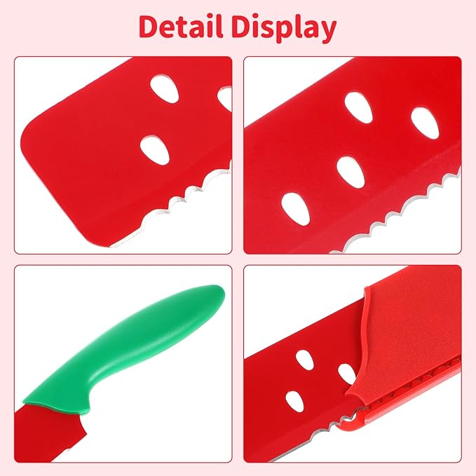 SEWACC Watermelon Knife, Long Serrated Watermelon Cutter with Sleeve, 16.5 Inch, Red, for Fruit, Melon, Cake, Bread, Pizza, Kitchen Baking Pastry Tool