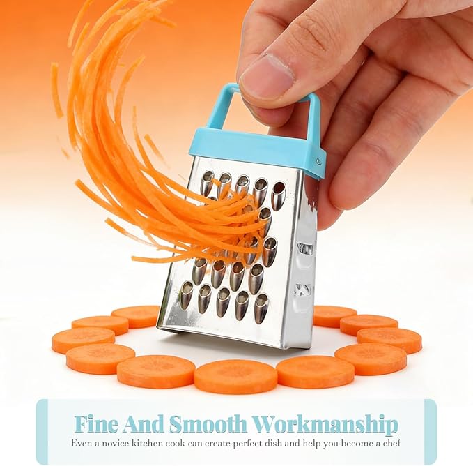 Kichvoe 6-Pack Mini Cheese Grater Set Stainless Steel Box Graters for Garlic Ginger Vegetable Slicing Shredding with Non-Slip Handle Compact Kitchen Tool