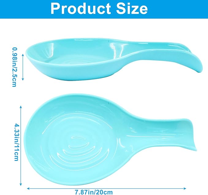 Teal Plastic Spoon Rest Set, Serving Spoon holder for Stove Top, Kitchen Utensil Rack for Tongs, Spatulas(4Pcs)