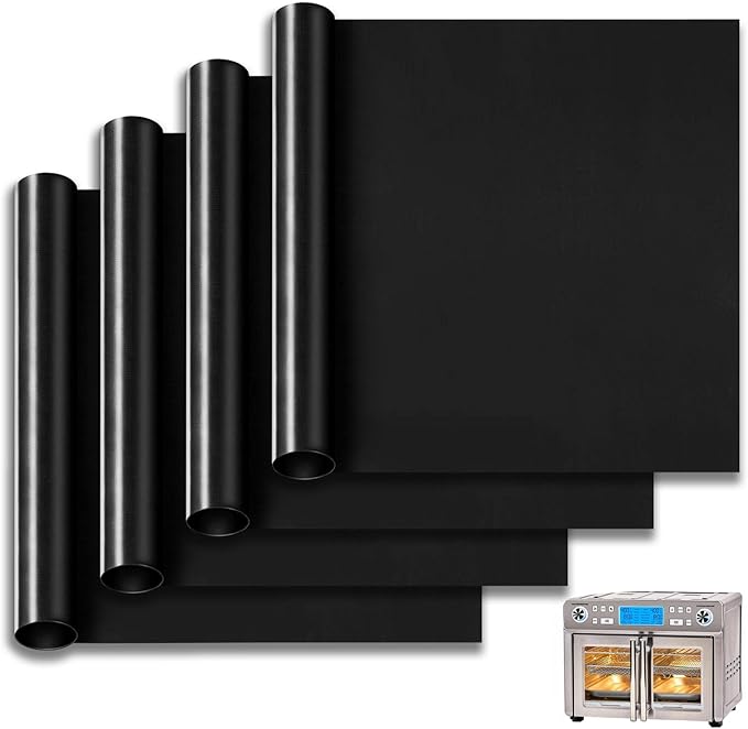 Air Fryer Oven Liners for Bottom of Oven, 13.8"x12" Reusable Non-Stick Heat Resistant Accessories Mat for Emeril Lagasse Dual Zone 360 Air Fryer Oven 25 QT Extra Large and more, 4 Pack