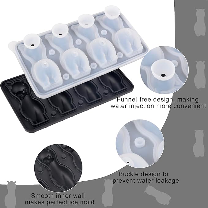 Alpaca Ice Cube Tray Mold - 3D Alpaca Shape Ice Cube Trays, Cute Ice Cube Molds for Whiskey Bourbon, 4-Hole Large Fun Shapes Ice Cube Trays, Funny Alpaca Gifts for Alpaca Lovers Women Men