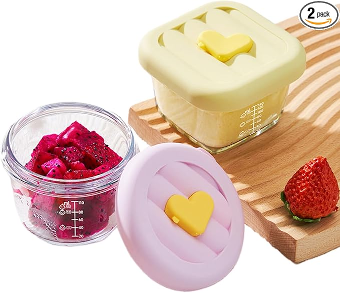 Ivymei Mini Glass Containers with lids,Small Clear Food Storage Contaiers Glass Food Jars with scale for Food Portion,Dipping Sauce,Snack,Yogurt,Fruit,Microwave Freezer Safe
