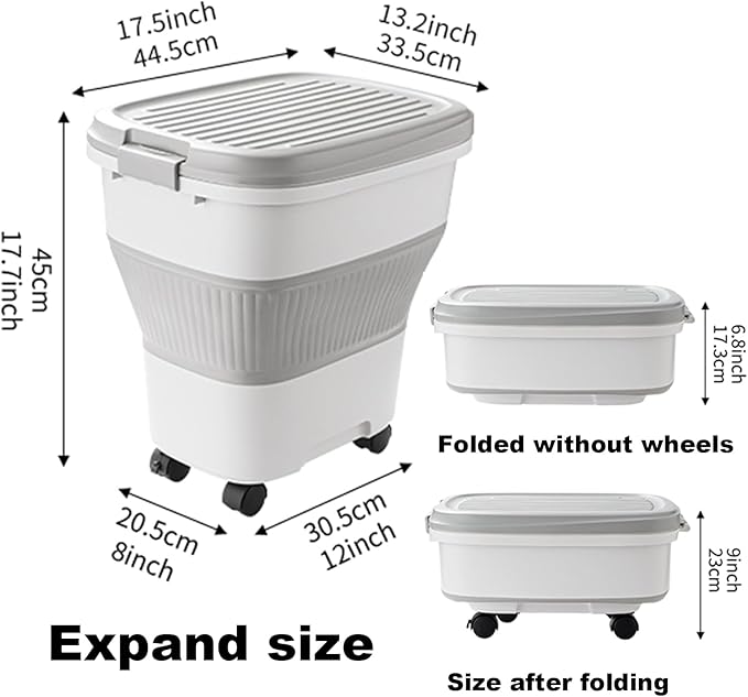 SEWIU 2pack 35 lbs Dog Food Storage Container,Collapsible Dog Food Container with Scoop,Pet Food Storage Containers to Keep Dry Food Fresh,Easy to Move