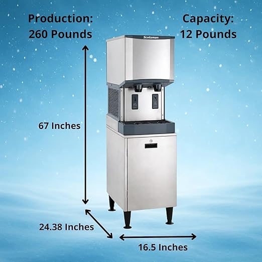 Scotsman Meridian Touchfree Countertop Nugget Ice Maker & Water Dispenser - 260 lb/Day, 12 lb Storage Bin, Stand w/Door