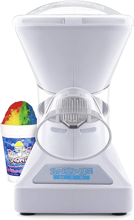 SNOWIE - Little Snowie Max Snow Cone Machine - Premium Shaved Ice Maker, With Powder Sticks Syrup Mix, 6-Stick Kit, White