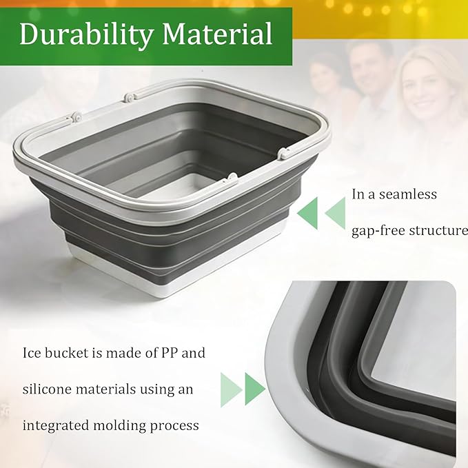 GIEHOUGRIO Ice Buckets for Parties Large and Collapsible Plastic Beverage Cooler Tub for Champagne Beer Sparkling Wine Cocktails, Versatile and portable