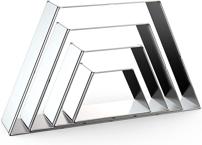 Trapezoid Cookie Cutter Set Large - 5 Inch, 4 Inch, 3 Inch, 2 Inch - Geometric Frame Plaque Cookie Cutters Shapes Molds - Stainless Steel