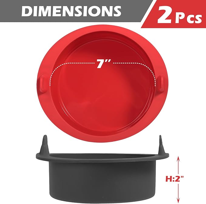 Webake 7 Inch Air Fryer Round Cake Pans for Baking, Nonstick Silicone Air Fryer Baking Pan Wih Handle, BPA Free Set of 2