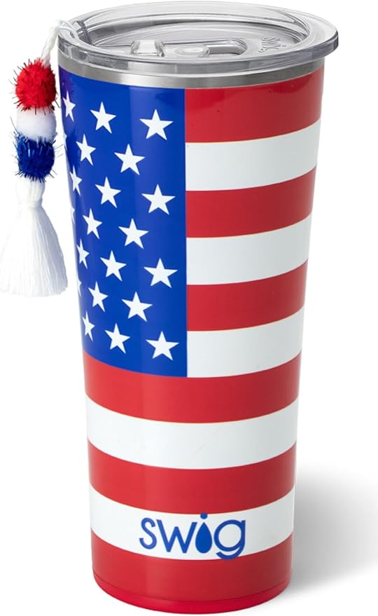 Swig Life 22oz Tumbler, Insulated Coffee Tumbler with Lid, Cup Holder Friendly, Dishwasher Safe, Stainless Steel, Large Travel Mugs Insulated for Hot and Cold Drinks (All American)