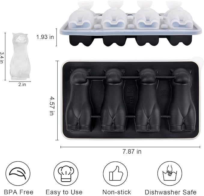 Alpaca Ice Cube Tray Mold - 3D Alpaca Shape Ice Cube Trays, Cute Ice Cube Molds for Whiskey Bourbon, 4-Hole Large Fun Shapes Ice Cube Trays, Funny Alpaca Gifts for Alpaca Lovers Women Men