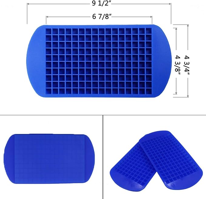 LeeYean Silicone Mini Ice Cube Trays 2 Pack, 160 Small Ice Cube Molds Easy Release Crushed Ice Cube for Chilling Whiskey Cocktail, BPA Free Flexible Stackable and Durable Soft Mold Storage Containers