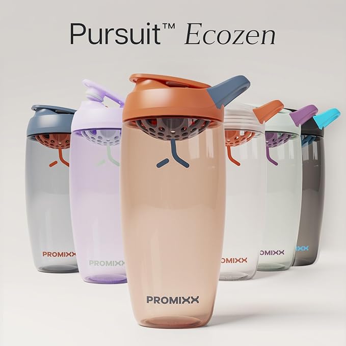 Promixx Pursuit Protein Shaker Bottle – 32oz Silent Snap-Fit Mixer for Lump-Free Shakes – Leak-Proof BPA-Free Ecozen Gym Shaker with Measurement Marks for Fitness and Travel – Burnt Orange