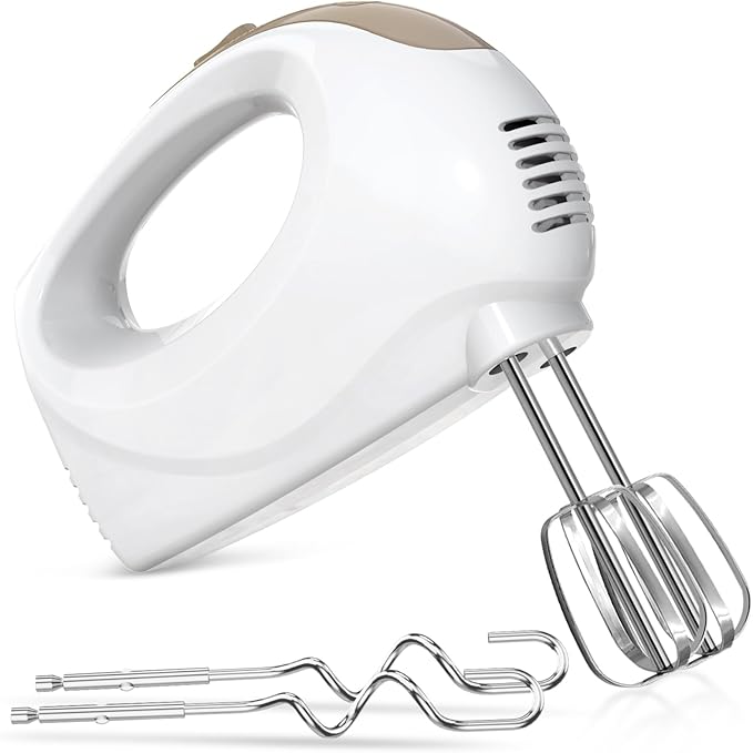 Showvigor Electric Hand Mixer, 5-Speed Handheld Mixer with Stainless Steel Whisk & Beaters, Lightweight Portable Kitchen Mixer for Baking, Mixing, and Cooking