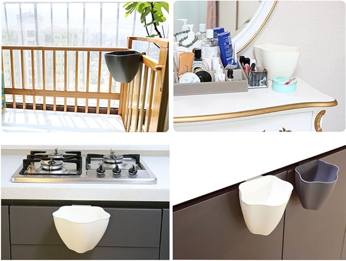 NEED&NEED Kitchen Sink Garbage Basket Multi-Functional Hanging Trash Can Scraps Containers Organizer Countertop Basket Ivory & Black (Pack of 2)