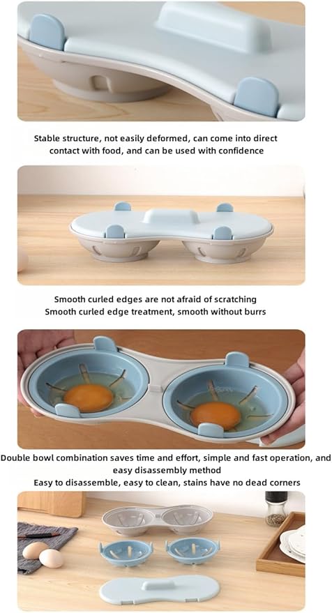 2Cavity Durable Egg Poacher, Edible Silicone Double Drain Cups Microwave Egg Cooker, Kitchen Cooking Gadgets for Home Chefs/Cooking Enthusiasts