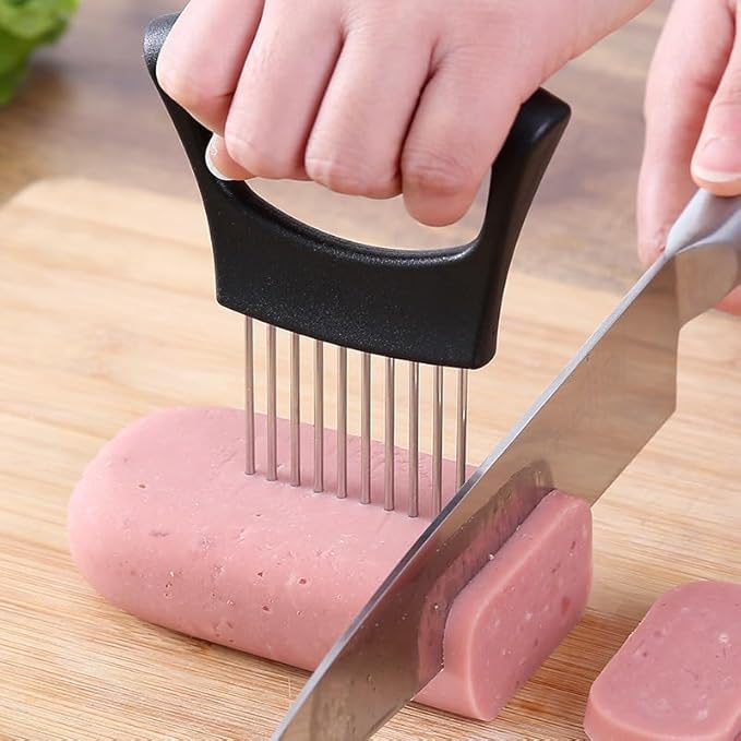 Onion Holder for Slicing, Lemon Slicer Cutter - Food Slicer, Vegetable Chopper Cutter Assistant Tool for Meat, Lemon, Potato, Tomato (Green, 1PCS)