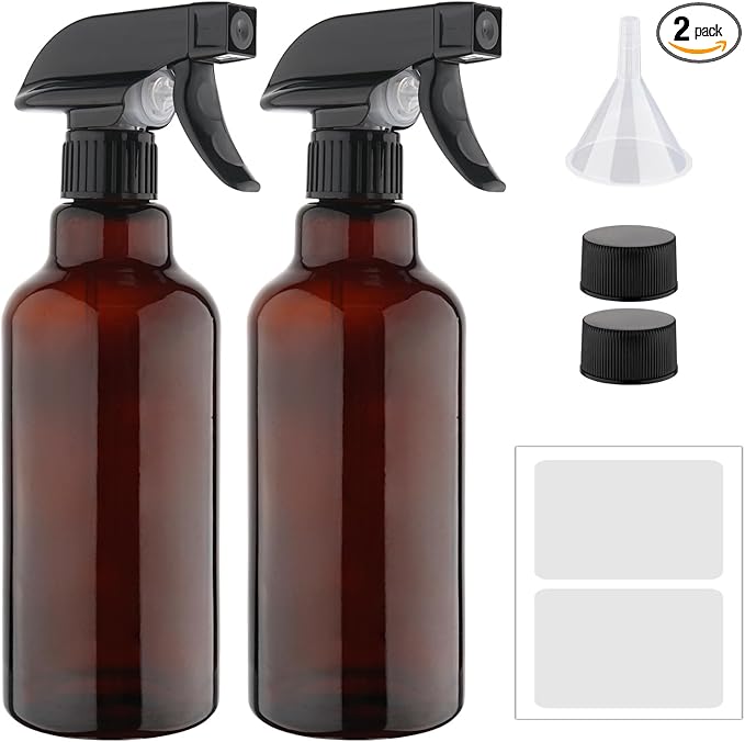 Cosywell Glass Spray Bottles 16.9oz/500ml 2 Pack Empty Spray Bottle for Cleaning Mist/Stream Heavy Duty Water Spraying Bottle for Cooking Solutions Essential Oils Hair Care(Brown)