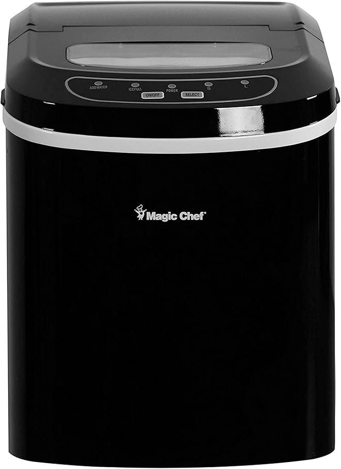 Magic Chef Portable Countertop Small Ice Maker for Kitchen or Home Bar, Tabletop, Parties, 27-Pound Capacity, Black