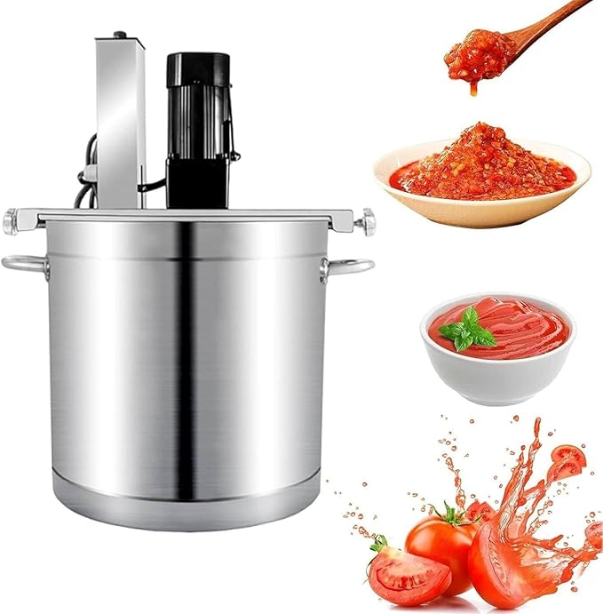 Commercial Automatic Food Mixer, Jam Sauce Heating Mixer, Hot Pot Seasoning Bottom Soup Sauce Stirrer Frying Machine, Stainless Steel Electric Food Mixer with 4 Blade Stirring Scraper 60l