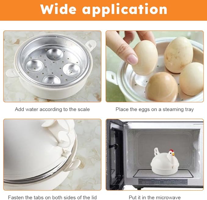 Chicken Shaped Microwave Egg Boiler, Microwave Eggs Poacher, Cooker Boiler Steamer Gadgets for Hard Boiled Egg, Poacher Boiler Cooker for Home Kitchen Restaurants