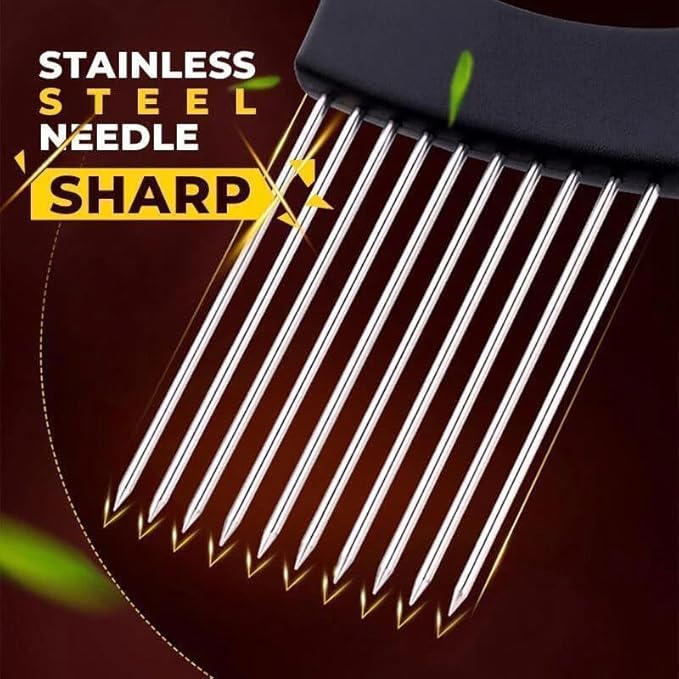 Upgrade Onion Holder for Slicing, Stainless Steel Lemon Slicer Onion Cutter for Slicing, Vegetable Cutter for Potato and Tomato, Avocados, Eggs, Meat, Kitchen Chopper Slicings Tool (Black A, 1PC)
