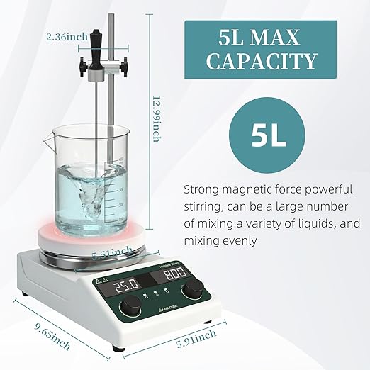 LHS-300 Magnetic Stirrer Hot Plate with Probe - 5L Capacity, 300°C, 200-1500 RPM, 5.5" Hotplate