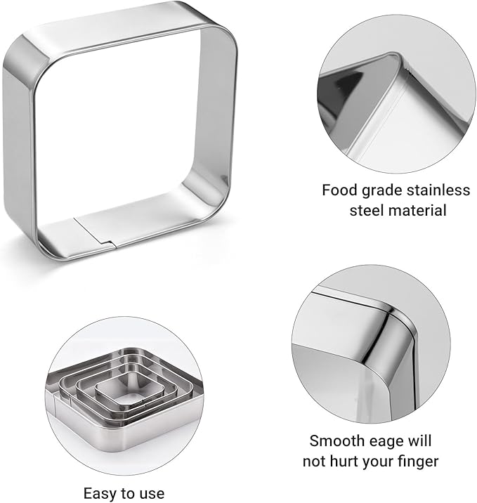 Rounded Square Cookie Cutter Stainless Steel Plaque Cookie Cutters Geometric Frame Cookie Cutters Shapes Molds for Baking 1 Inch Depth