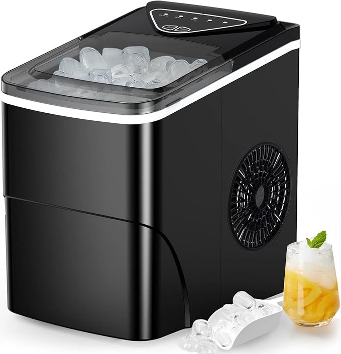 Totnz Countertop Ice Maker Machine, 26lbs in 24Hrs, 9 Ice Cubes Ready in 6 Mins, Auto-Cleaning Portable Ice Maker with Basket and Scoop, for Home/Kitchen/Camping/RV