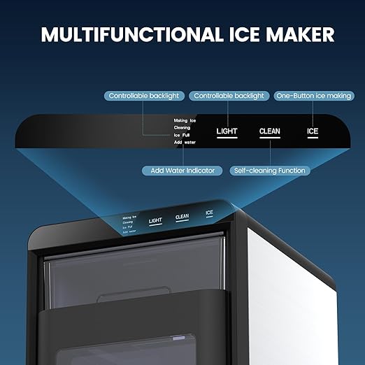 Kndko Nugget Ice Makers Countertop, Pebble Ice Machine & Crushed Ice Maker 44Lbs/24H, Pellet Ice Makers with Ice Scoop & Removable Basket, Self-Cleaning Countertop Ice Machine for Home/Kitchen/Office