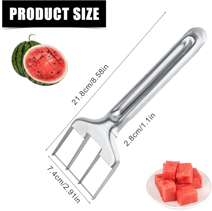 BOXOB Watermelon Cutter Slicer, Stainless Steel Watermelon Cutting Tool Portable Fruit Cutter for Melon Mango Home Kitchen Gadget Camping Party