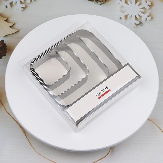 Rounded Square Cookie Cutter Set Large - 5 Inch, 4 Inch, 3 Inch, 2 Inch - Geometric Frame Plaque Cookie Cutters Shapes Molds - Stainless Steel